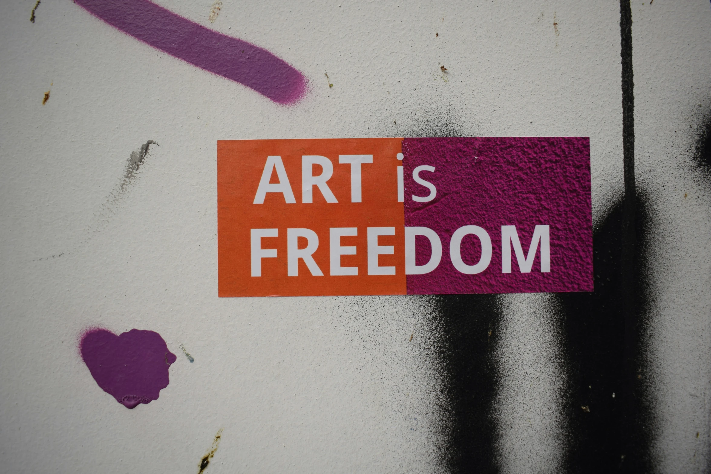 a sign that says, art is freedom