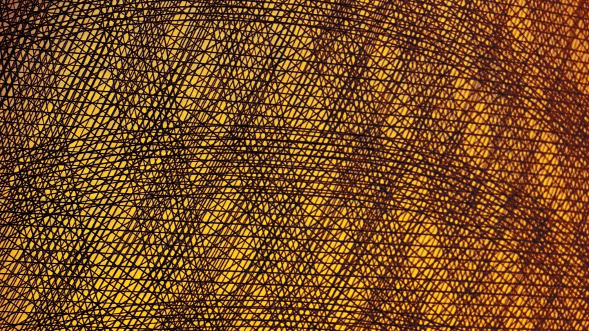 the texture on the curtain is orange and yellow