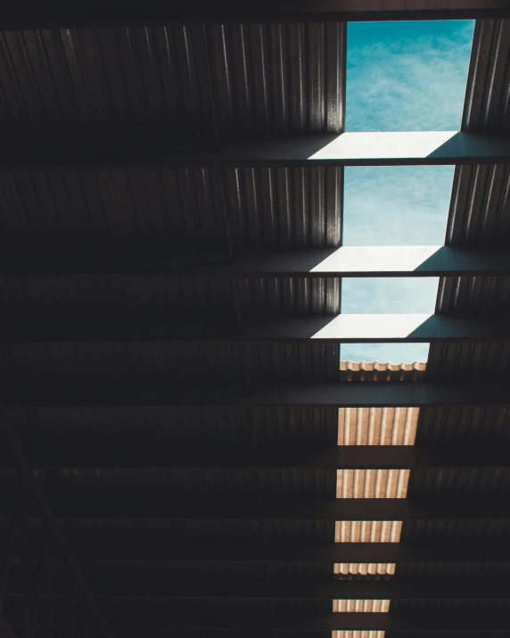 an abstract po of a skylight through metal panels