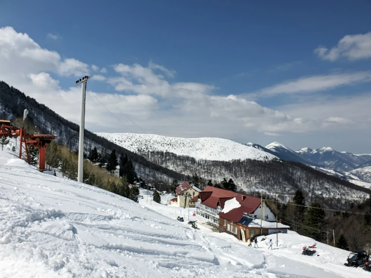 a skier is making their way down the slope