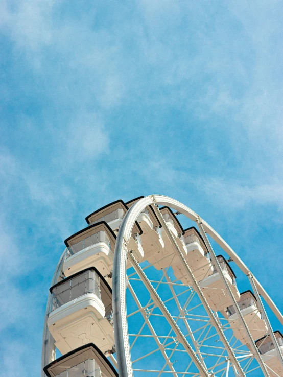 a very large ferris wheel under a blue sky