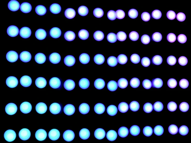 an array of blue and purple circles on a black background