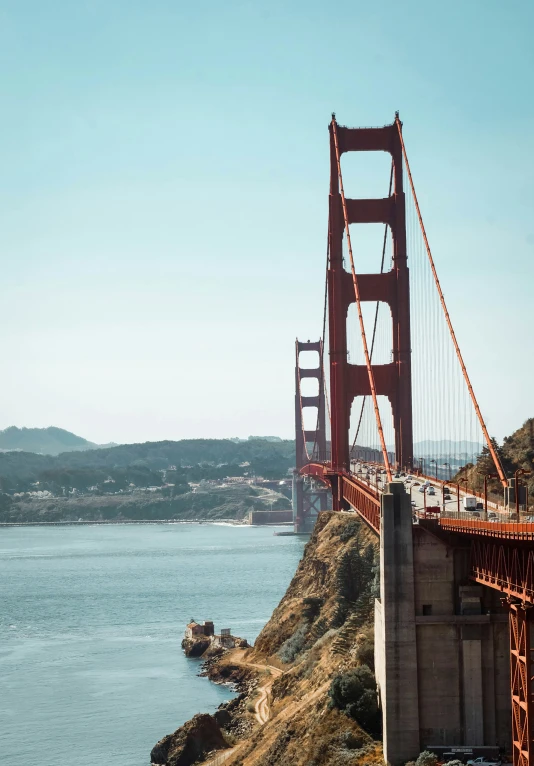 view of the golden gate bridge from an overlook point