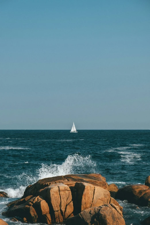 boat with sails sailing on top of body of water