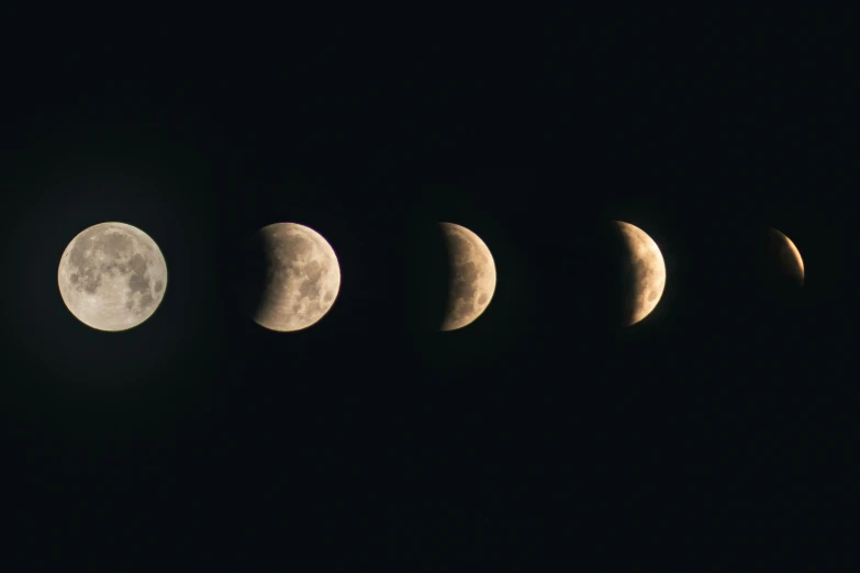 the phases of the moon in five stages