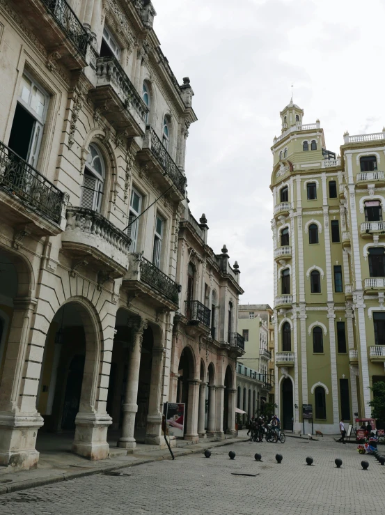 a group of buildings sit next to each other