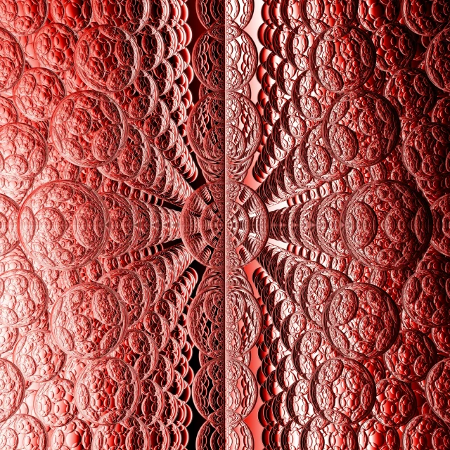 a red glass texture shows the design on a screen