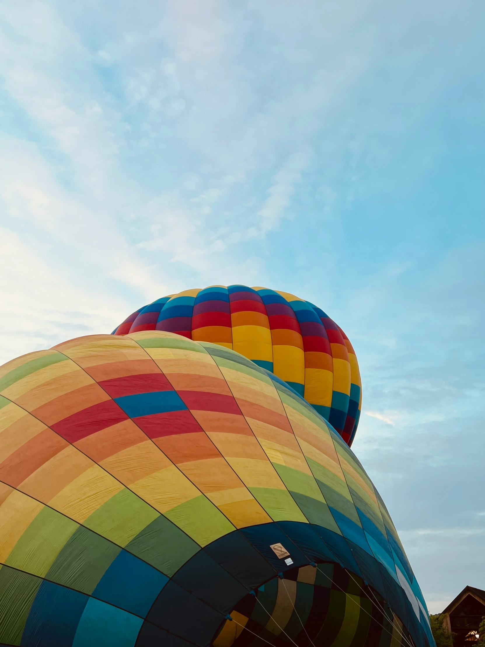 a close up of a large and small  air balloon