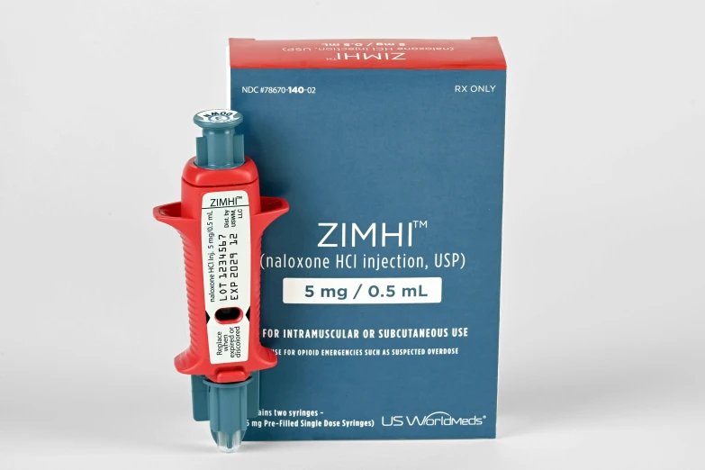 a blue and red container of zim h