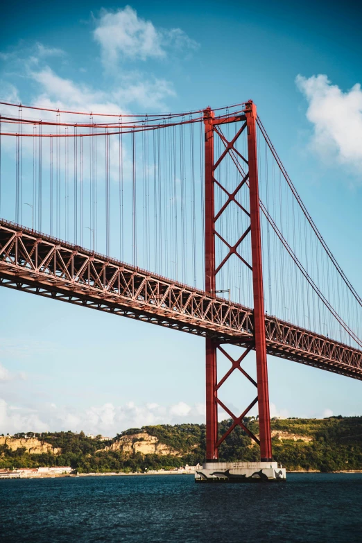 the bridge goes over the water, and is very tall