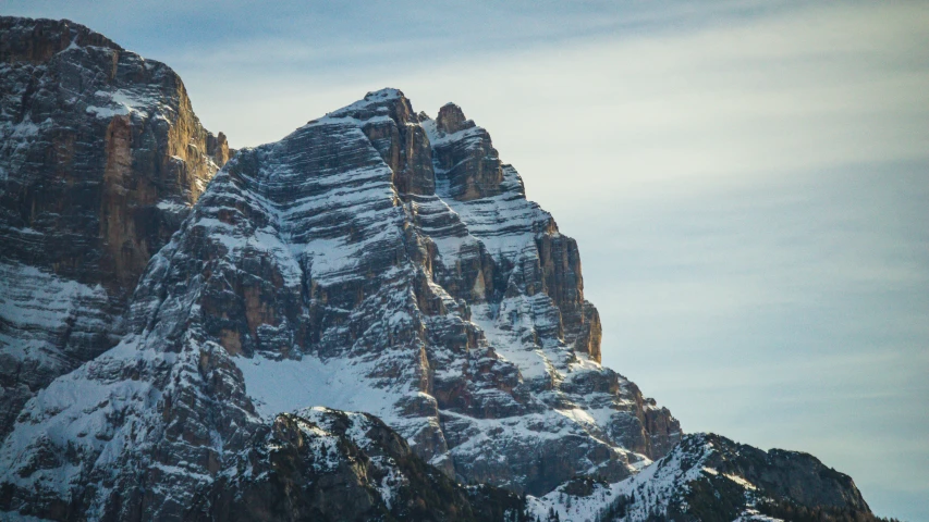 snow covered mountain peaks and the sky