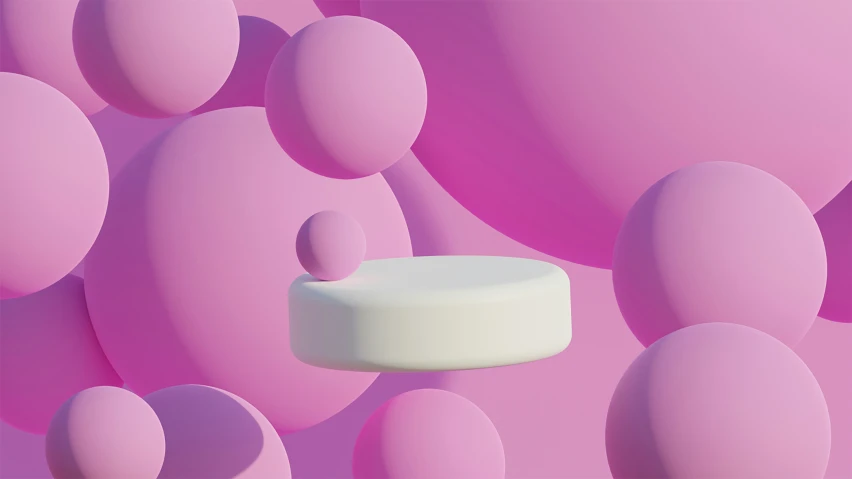 a white object sitting in the center of pink background