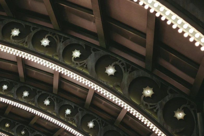 a circular ceiling light shining down