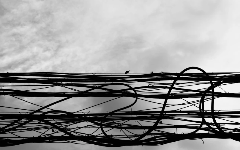 a bird is standing on top of a telephone tower