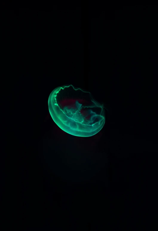 a lit up object in the dark on top of a table