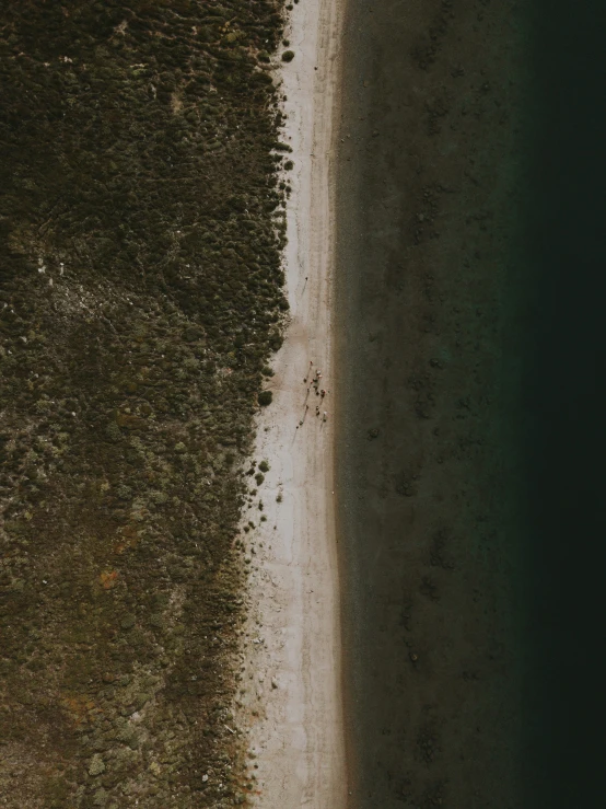 an image of sand and water from above