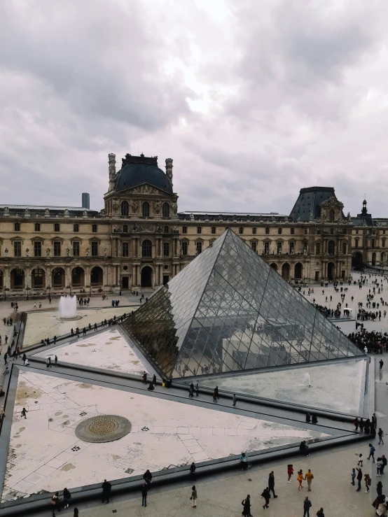 the large building is in front of the museum