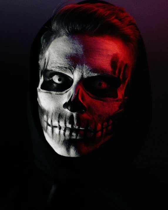 a man with a face painted like a skull