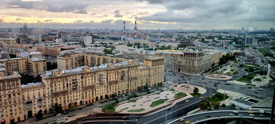 the city is very large and brown with several windows