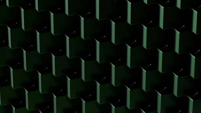 green square tiles that look like they are made from some sort of steel