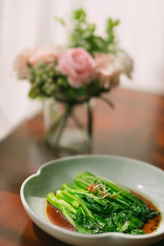 a plate full of vegetables on a table