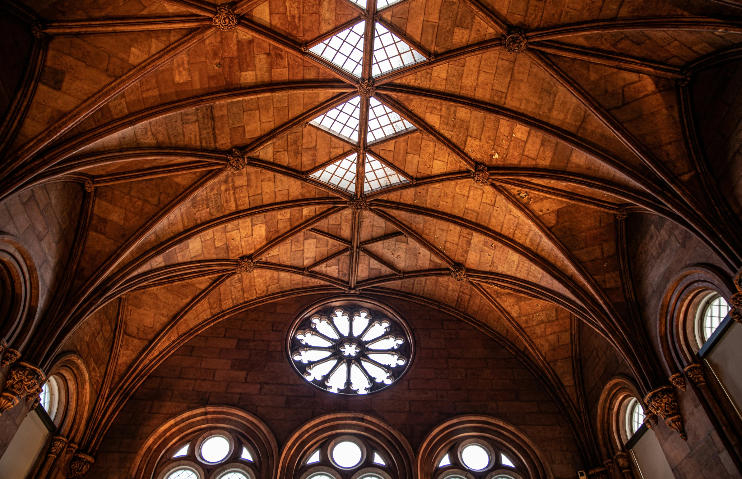 looking down at a vaulteded vaulteded room