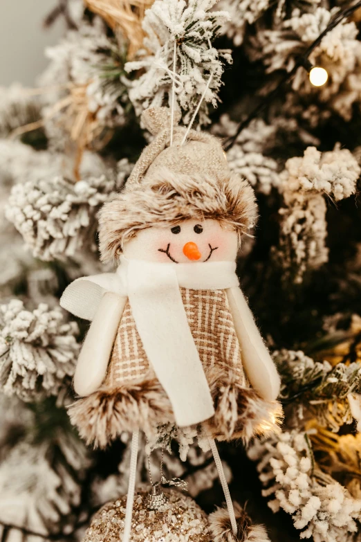 a christmas ornament hangs from the tree