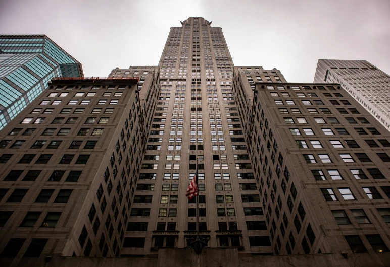 this is an upward view of two tall buildings