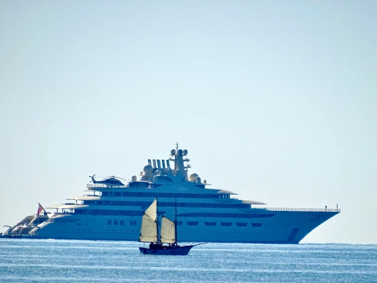 a large blue boat sailing past the camera