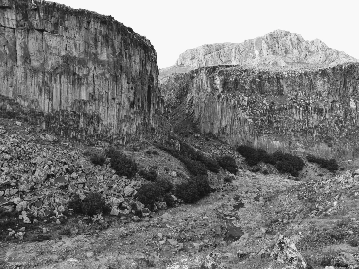 the mountains are very dark and barren