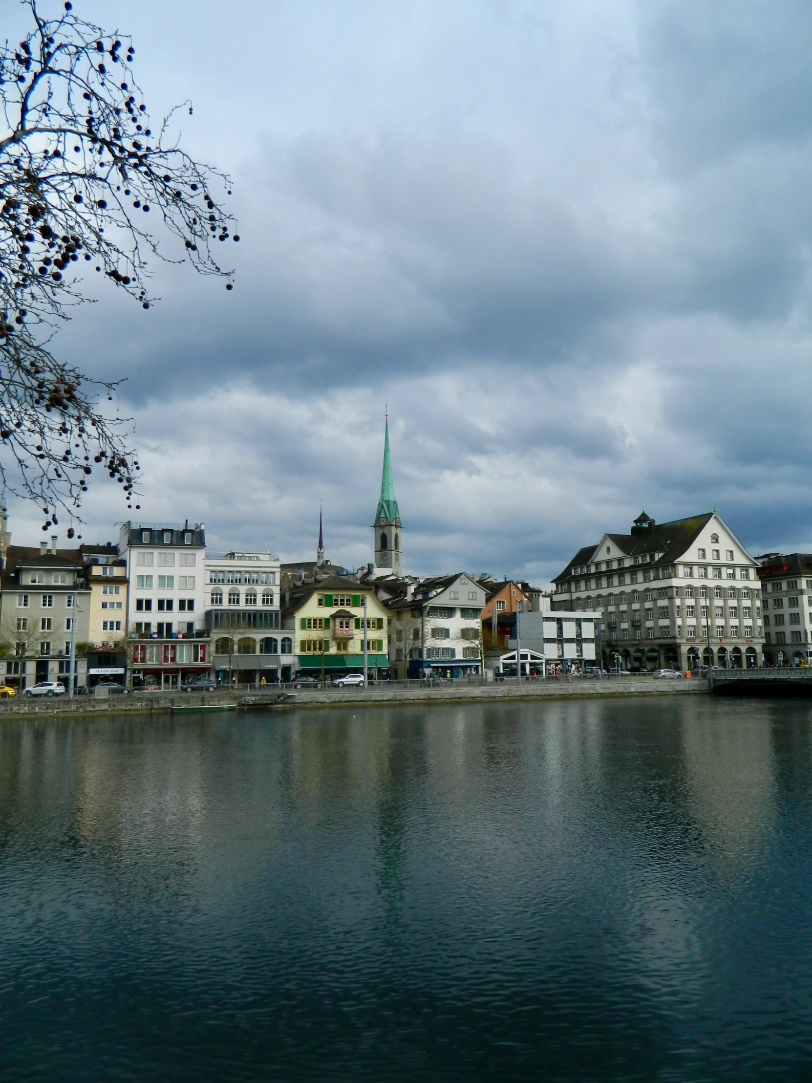 city skyline viewed from across the river in germany