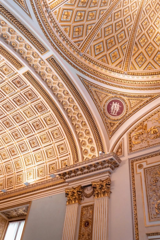 the ceiling in the building is intricate and decorative