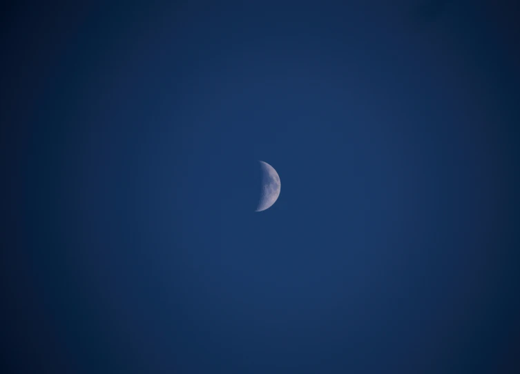 a half moon, seen from earth with the moon behind