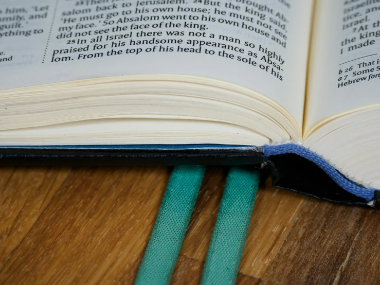 an open book sitting on top of a wooden floor