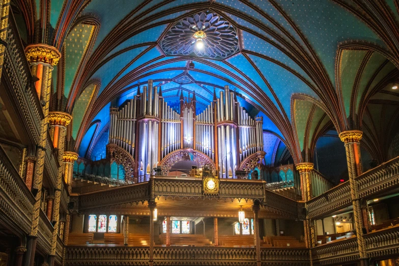 the organ on the wall has an arch