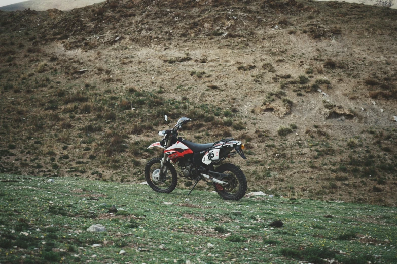 motorcycle rider rides on the edge of the field