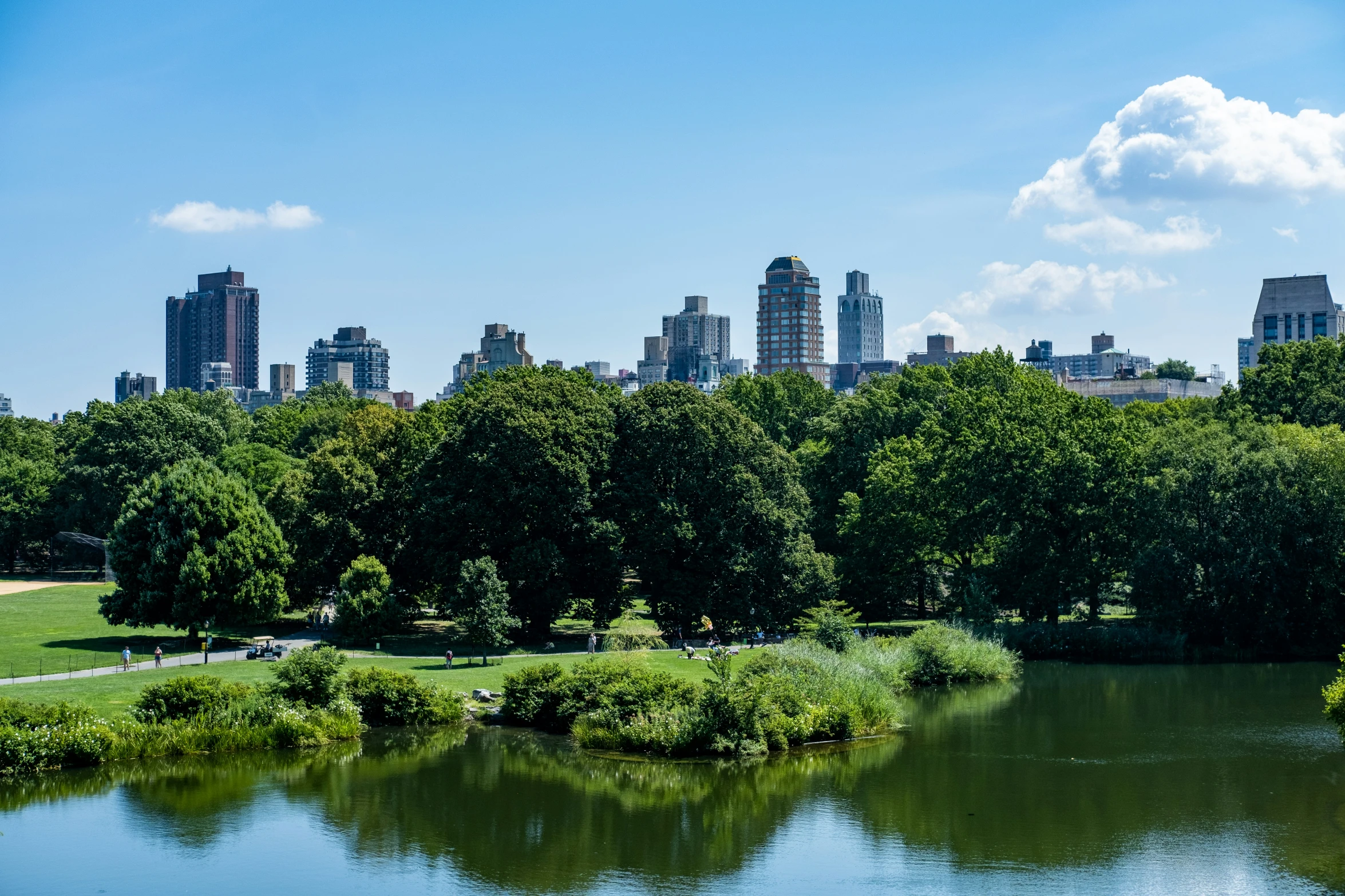 the view of the city from across the lake