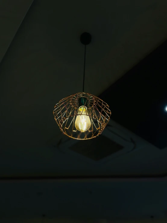 a light bulb is turned on to the ceiling