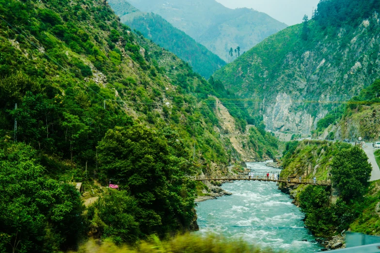 a view looking down on the water from a river