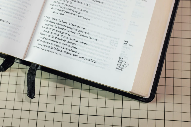 a book that is open on top of a  mat