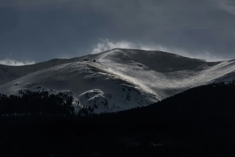 the landscape is very black and white and shows off some mountains