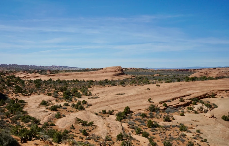 rocks and brush on a big arid plain