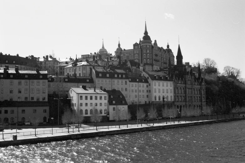 a large city with a small lake and some buildings