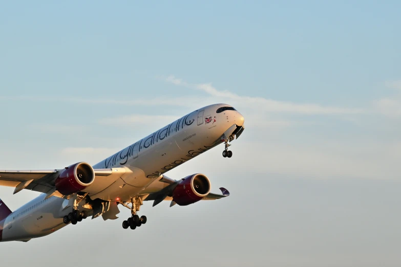 an airplane in the air about to take off