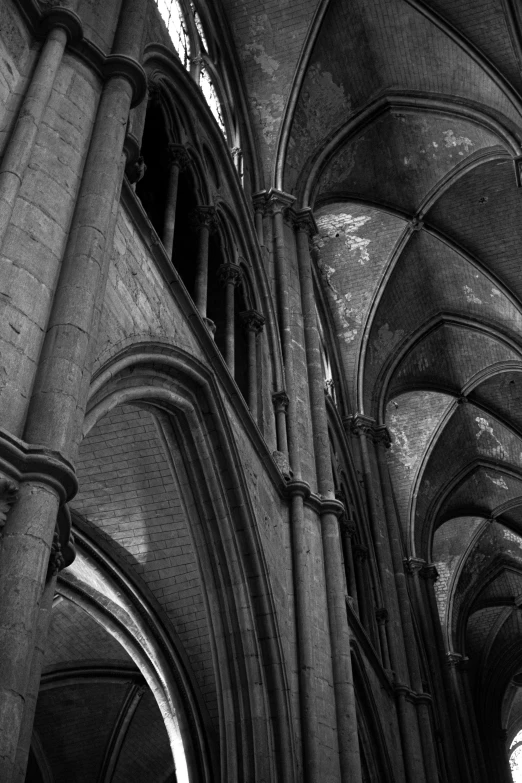 black and white pograph of inside a gothic church