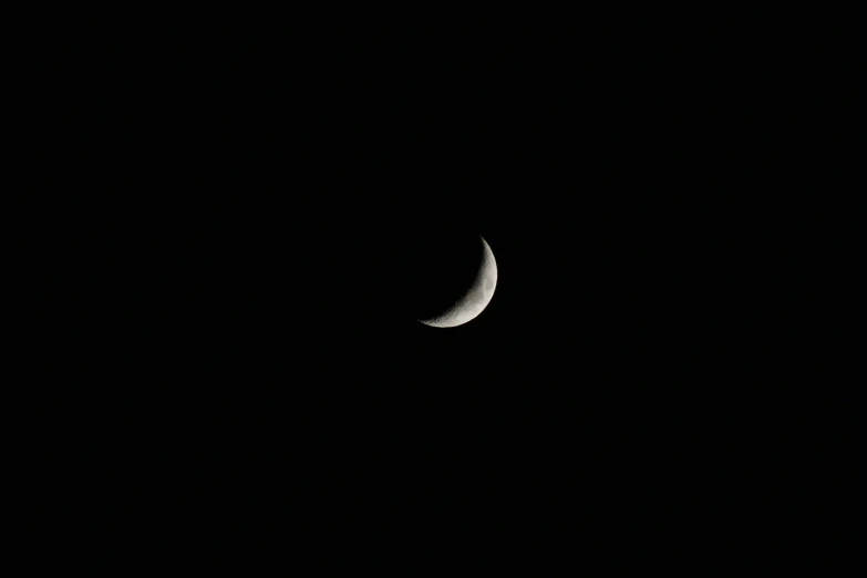 a half - moon is seen in the dark sky