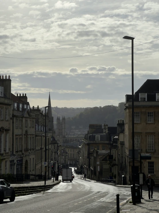 a picture of a street and some buildings