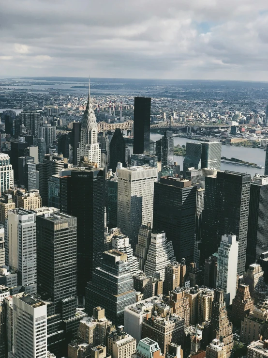 this is an aerial view of new york city