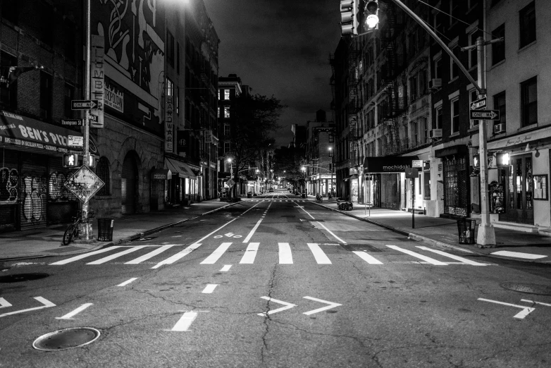 a black and white po of an empty street