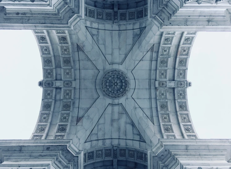 close up image of the underside of a building with pillars